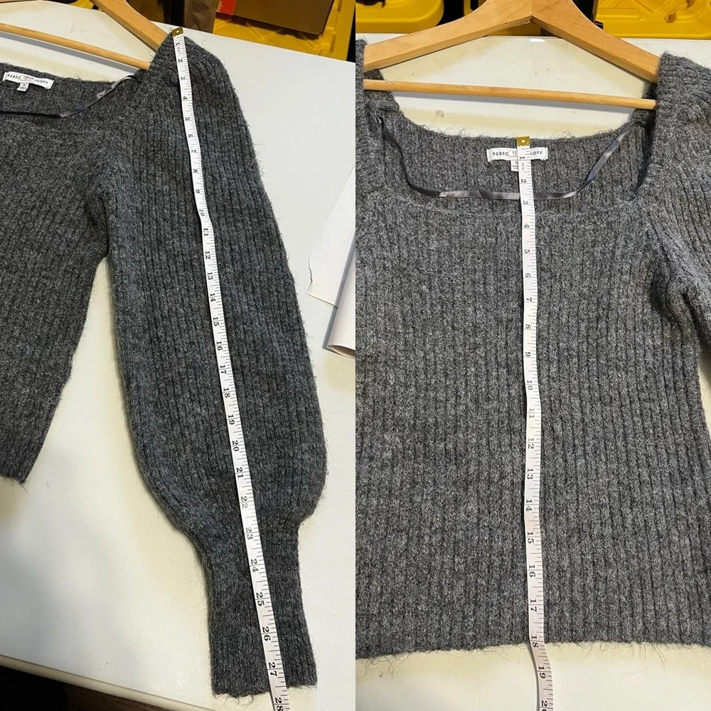 Rebecca Minkoff Grey Wool Puff Sleeve Pixi Sweater - Picture 14 of 15